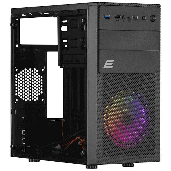 2E Computer case BASIS (RD850) MiniT, Micro ATX,Mini ITX,2xUSB2.0,1xUSB3.0,1x120mm ARGB,acrylic,(side panel), without PSU, black