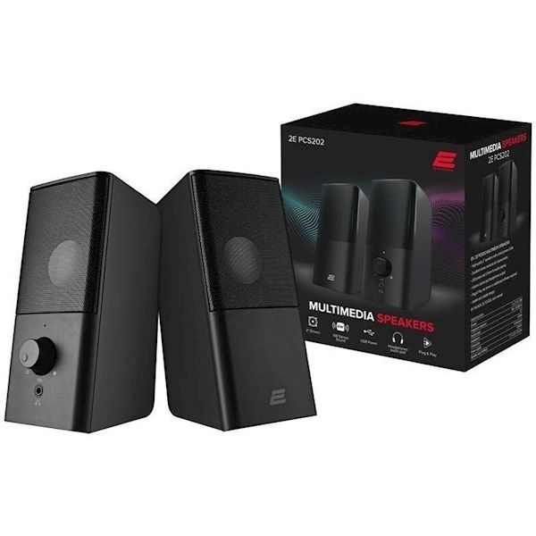2E Personal Computer Speaker PCS202, 2.0, USB, Black
