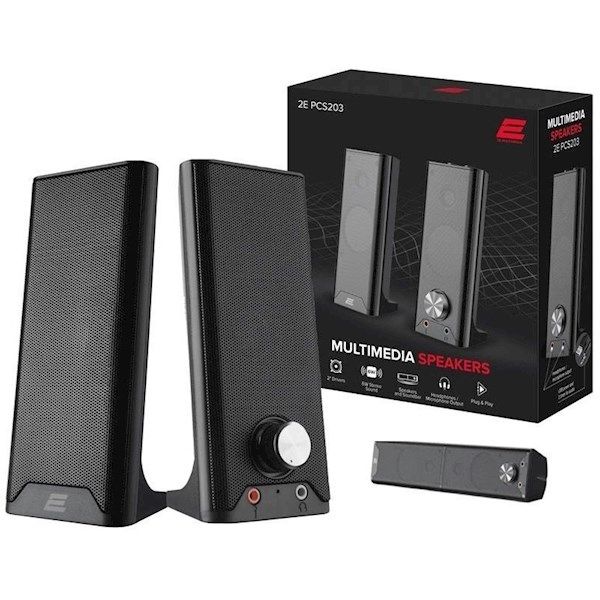 2E Personal Computer Speaker PCS203, 2.0, USB, Metal Black