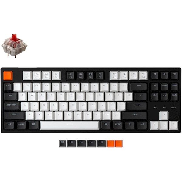 Keychron C1 Wired  87 Key  Hot-Swap Gateron  Switch   White LED Red