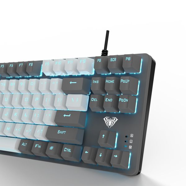 Keyboard: AULA F3287 RGB Wired Gaming Mechanical Keyboard Grey/White keycaps (Blue Switch)