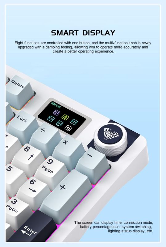 Keyboard: AULA S98PRO RGB Wireless Mechanical Keyboard Dark green/Milky White/Green (Gray wood switch)