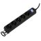 2E power strip 5XSchuko switch, 3G*0.75mm2, 5m, Black