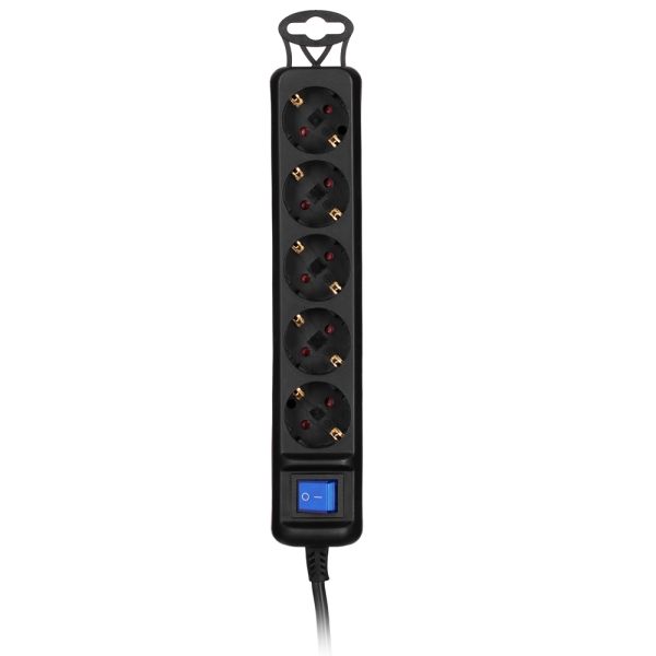 2E power strip 5XSchuko switch, 3G*0.75mm2, 5m, Black