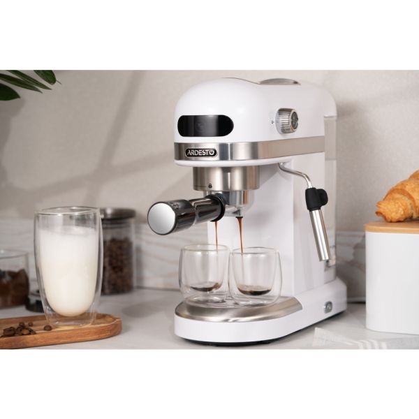 Ardesto Coffe maker  carob YCM-E1500, 1,4L, ground, hand capuchino maker, cup warmer, white