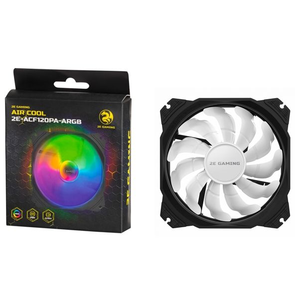 2E Gaming Case fan 2E Gaming Air Cool ACF120PA-ARGB, 120mm, 800-1700rpm, 4pin PWM, + 5V 3pin RGB, 19.4-33.8dBa