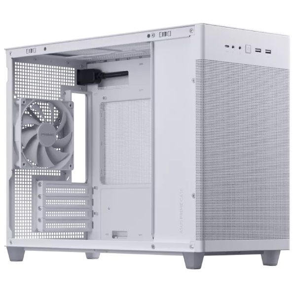 ASUS Prime AP201 Tempered Glas, без БП, 2xUSB3.2, 1xUSB Type-C, Tempered Glass side, mATX, White