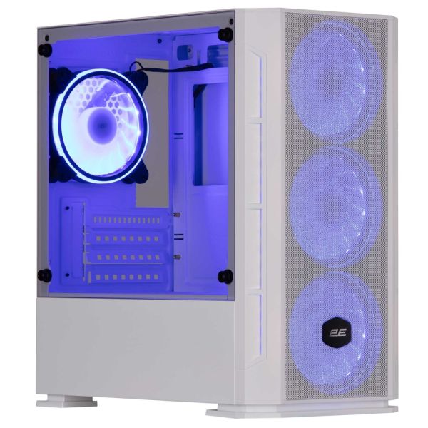 2E Gaming Computer case Calleo GB700W, without PSU, 2xUSB 3.0, 1xUSB 2.0, 4x120mm ARGB, controller with remote, TG Side Window, mATX, White