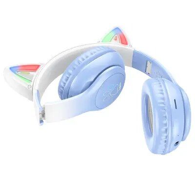 Wireless Headphone/ Hoco/ Hoco W42 Cat ears BT headphones crystal blue