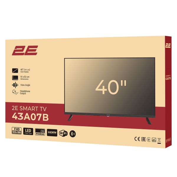 TV Set 43" 2E LED FHD 60Hz Smart Android Black