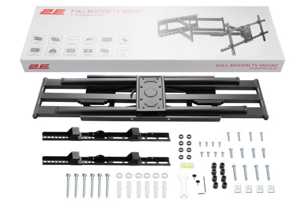 Tilt-swivel TV mount 43-90" 2E Godkokma, extension 1m