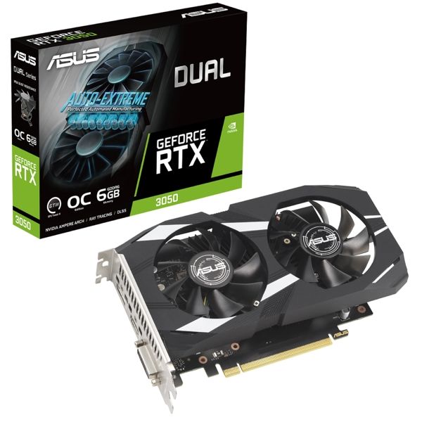 ASUS Graphic Card GeForce RTX 3050 6GB GDDR6 DUAL OC DUAL-RTX3050-O6G