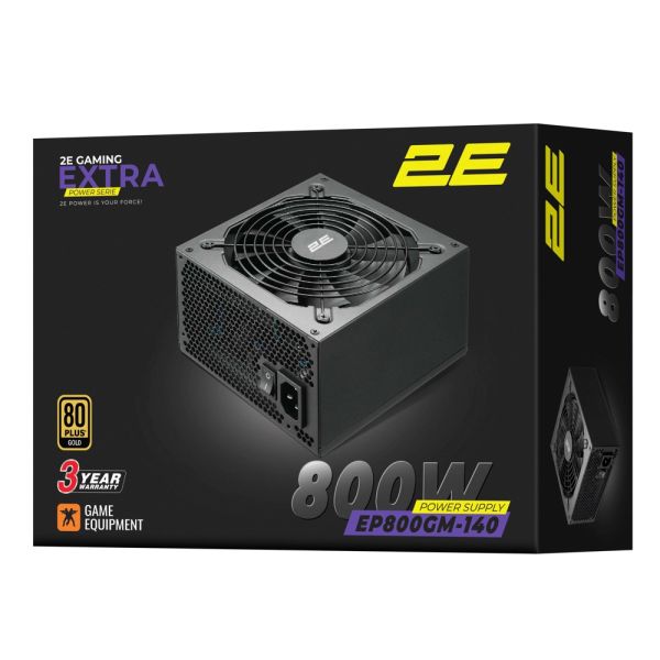 2E GAMING PSU Extra Power  (800W), >90%, 80+ Gold, 140mm, 1xMB 24pin(20+4), 2xCPU 8pin(4+4), 3xMolex, 6xSATA, 4xPCIe 8pin(6+2), Modular