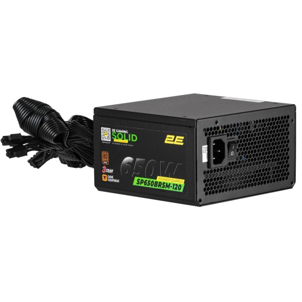 2E GAMING PSU Solid Power  (650W), >85%, 80+ Bronze, 120mm, 1xMB 24pin(20+4), 2xCPU 8pin(4+4), 3xMolex, 6xSATA, 4xPCIe 8pin(6+2), Semi Modular