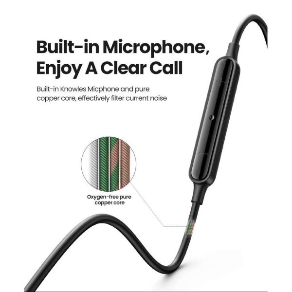 Headphones UGREEN EP103 (30637), In-Ear Headphones, Wired, 3.5mm, Black