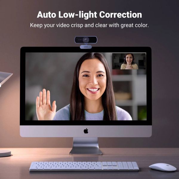 Webcam UGREEN 15728, 2Mp, FHD, Built-in Microphone, Webcam, Gray/Black