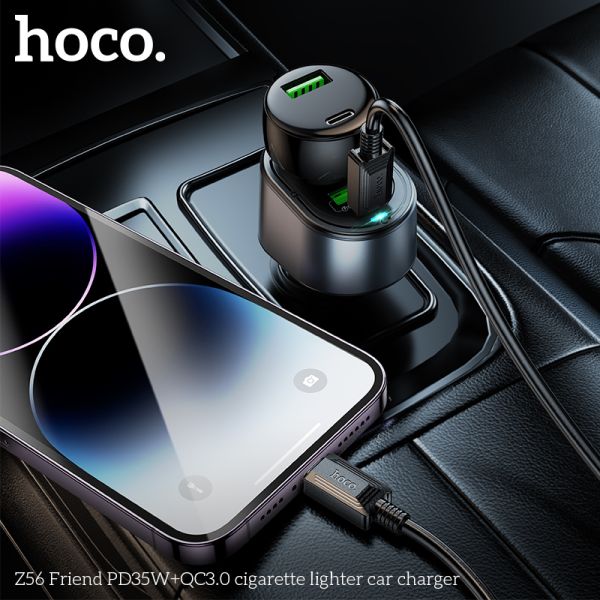 Hoco Z56 Friend PD35W+QC3.0 cigarette lighter car charger