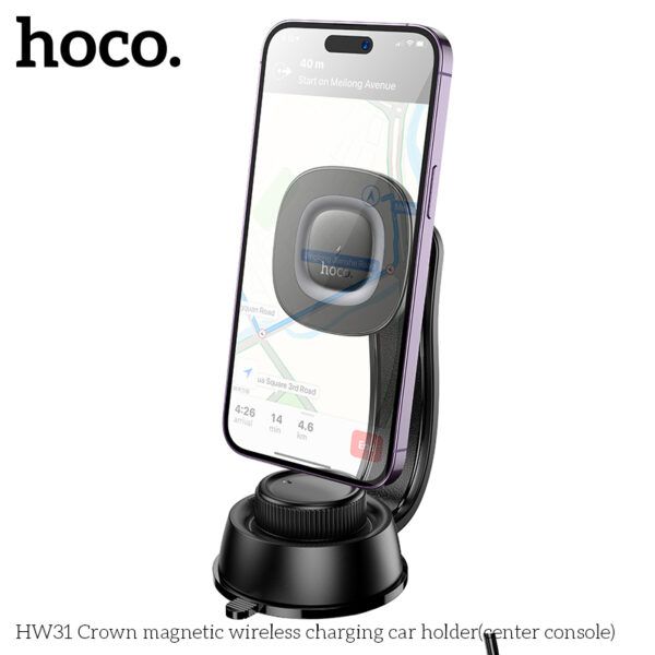 Hoco HW31 Crown magnetic wireless charging car holder (center console)