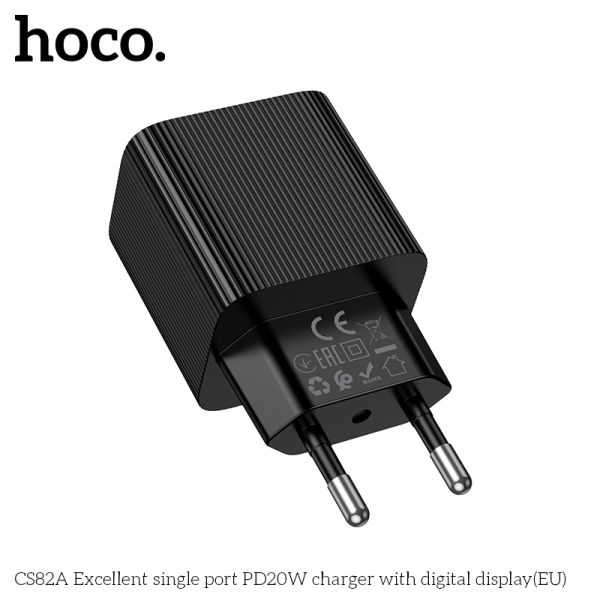 Hoco CS82A Excellent single port PD20W charger with digital display(EU)