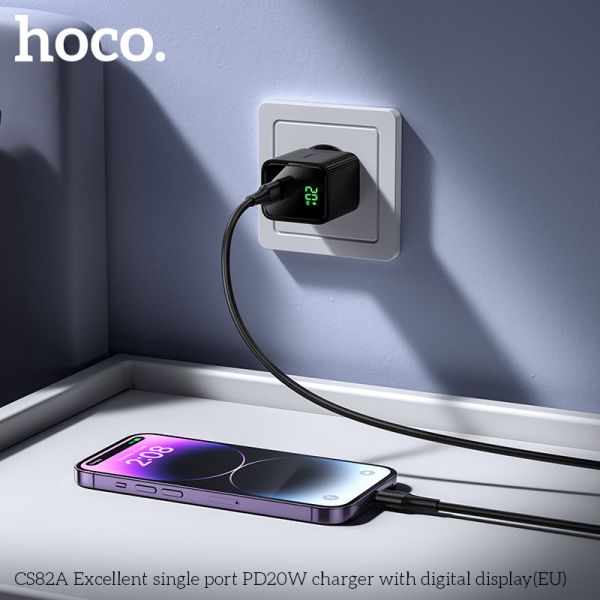 Hoco CS82A Excellent single port PD20W charger with digital display(EU)