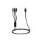 Cable 2E USB 3 in 1 Micro/Lightning/Type C, 5V/2.4A, Black,1.2m