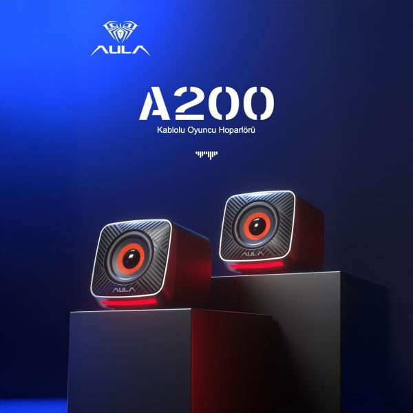 Speaker: AULA A200 2.0 Multi-Colour Gaming Speaker 6W Black