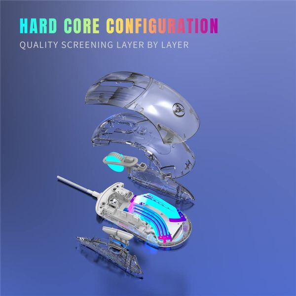 Transparent Gaming Mouse Wired Computer Mice with 13 RGB Light Modes