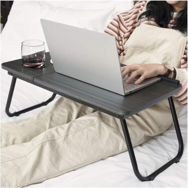 Black Laptop Desk MDF Folding Low Table Center