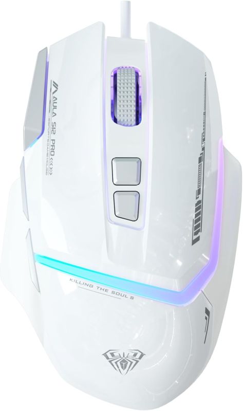 Mouse: AULA S12 Pro Wired RGB Gaming Mouse White/Gray