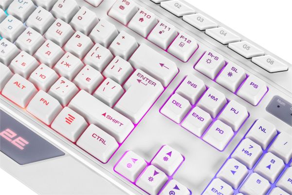 2E GAMING Membrane keyboard KG315 110key, USB-A, EN/UA, RGB, white