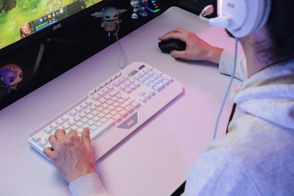 2E GAMING Membrane keyboard KG315 110key, USB-A, EN/UA, RGB, white