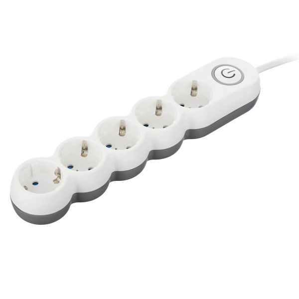 2E power strip Plus 5XSchuko switch, 3G*1.0mm2, 3m, white