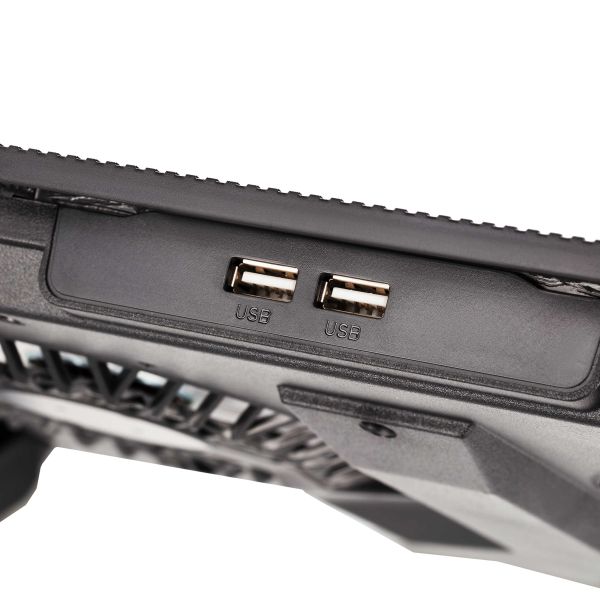 2E GAMING Laptop stand CPG-006, up to 17.3", 2xUSB-A, LCD/phone holder, RGB, black
