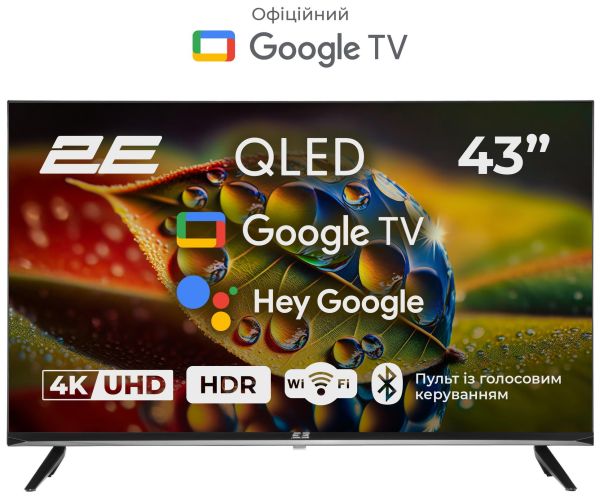 TV Set 43" 2E QLED 4K 60Hz Smart Google TV Black