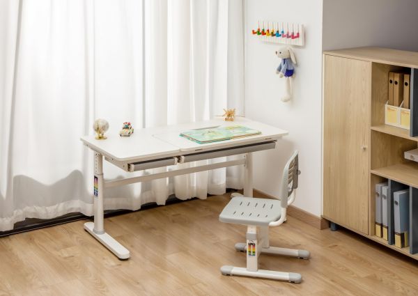 2E Computer table CE301K-MECHANIC, height adjustment, mechanical, 54/76х120x60cm, white