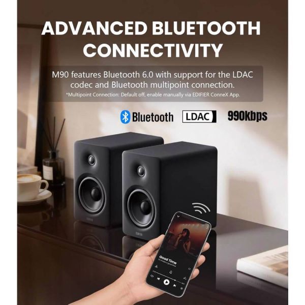 Speaker Edifier M90, 100W, HDMI eARC, Optical, Type-C, AUX, Bluetooth, Compact Active Speaker, Black