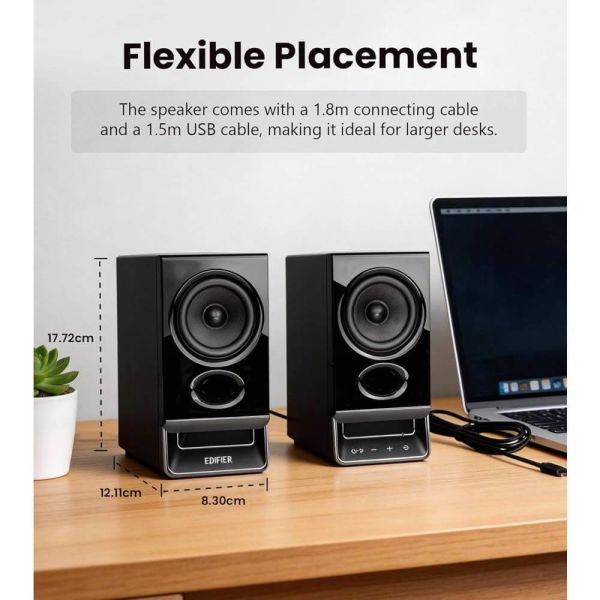Speaker Edifier R20BT, 5W, Type-C Audio, AUX, Bluetooth, Speaker, Black