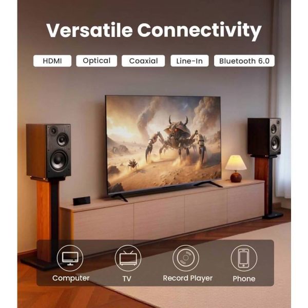 Speaker Edifier R2750DB MKII, 144W, HDMI eARC, Optical, Coaxial, Line In, Bluetooth, Powered Bookshelf Speakers, Walnut