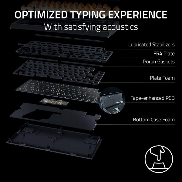 Razer Keyboard mechanical BlackWidow V4 75% 83key Mechanical Tactile Switch GEN-3, USB-A, EN, RGB, white