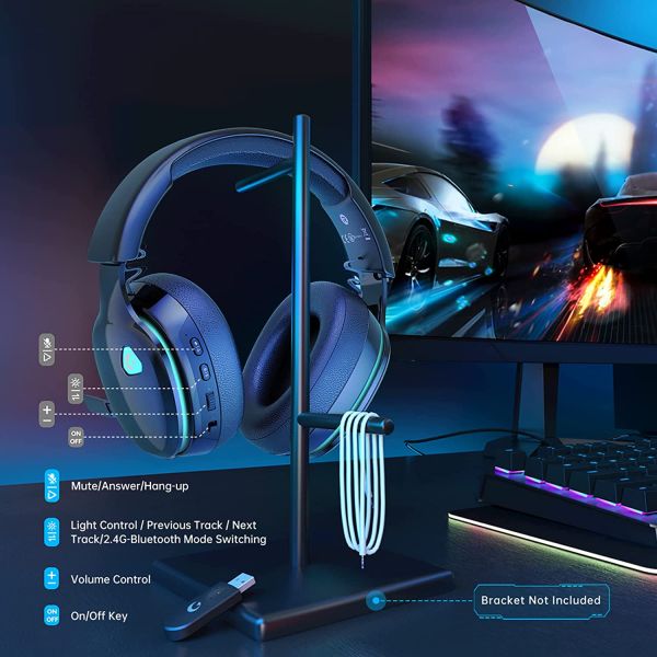 Gtheos 2.4GHz Wireless Gaming Headphones Black