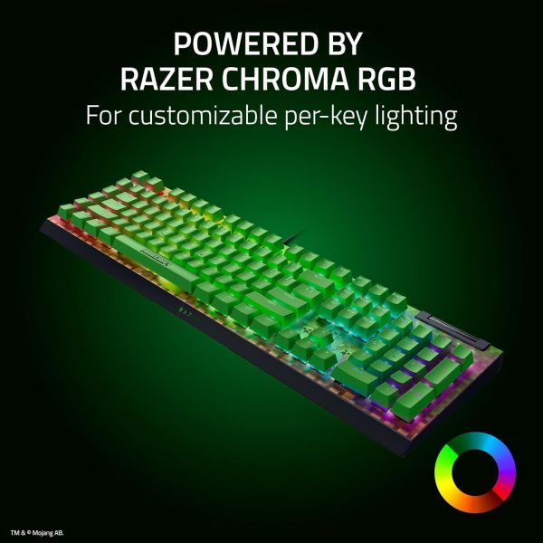 Razer Keyboard mechanical BlackWidow V4 X, 110key, Green Switch, USB-A, EN, RGB, Minecraft Ed.