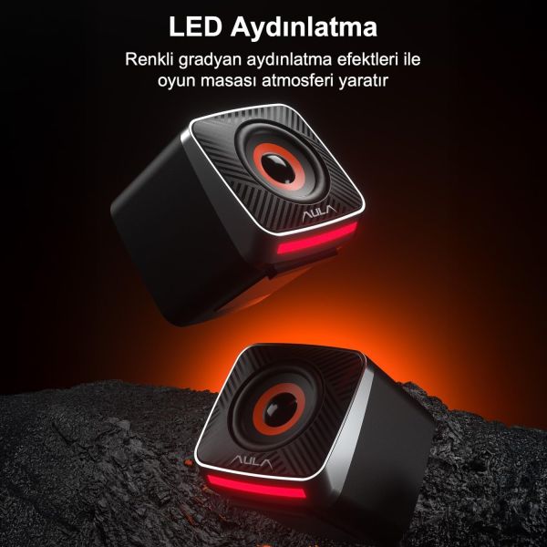 Speaker: AULA A200 2.0 Multi-Colour Gaming Speaker 6W Black