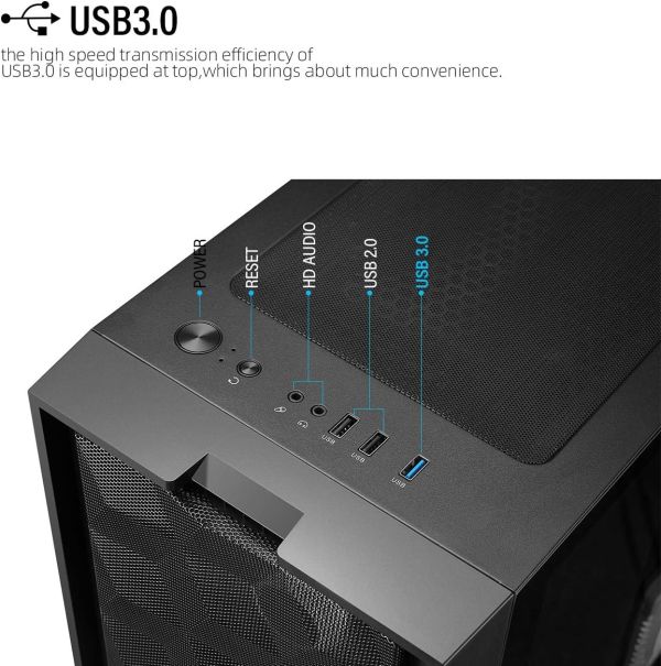 Case: Golden Field 8706B ATX Case 4x120mm Fixed Color Fan USB 3.0