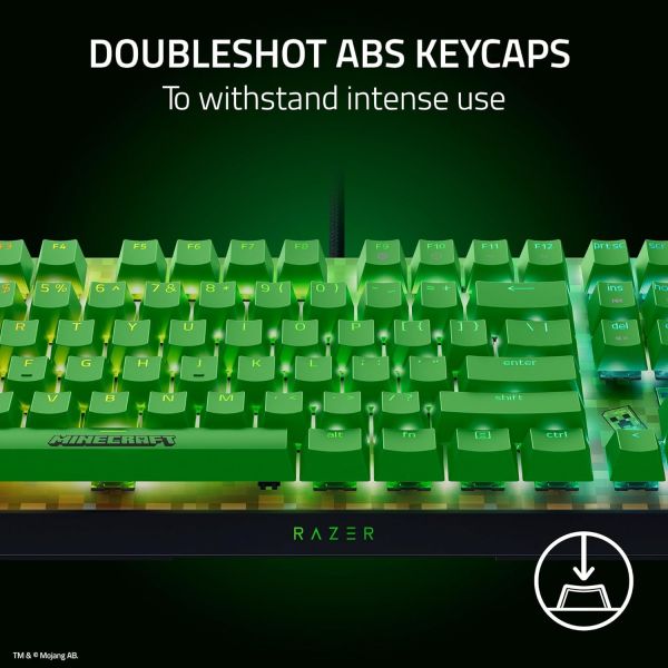 Razer Keyboard mechanical BlackWidow V4 X, 110key, Green Switch, USB-A, EN, RGB, Minecraft Ed.