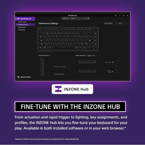 Keyboard/ INZONE KBD-H75 Aluminum Rapid Trigger 8K RGB 75% Gaming Keyboard | Black