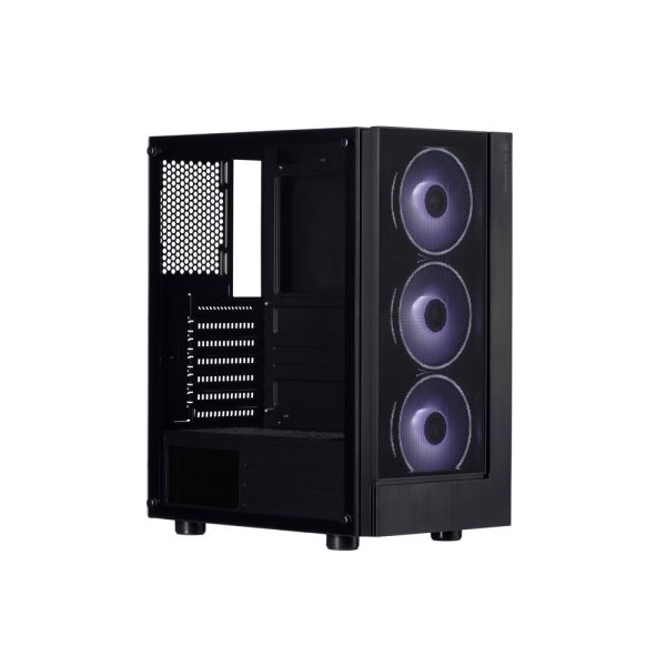 2E GAMING Computer case VIRTUS (G3301) MidT, 2xUSB2.0,1xUSB3.0, 3x120mm ARGB,TG (side panel),without PSU,black