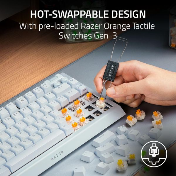 Razer Keyboard mechanical BlackWidow V4 75% 83key Mechanical Tactile Switch GEN-3, USB-A, EN, RGB, white