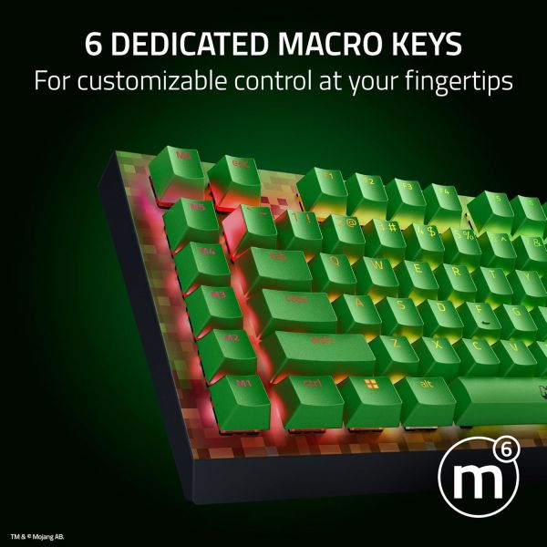 Razer Keyboard mechanical BlackWidow V4 X, 110key, Green Switch, USB-A, EN, RGB, Minecraft Ed.