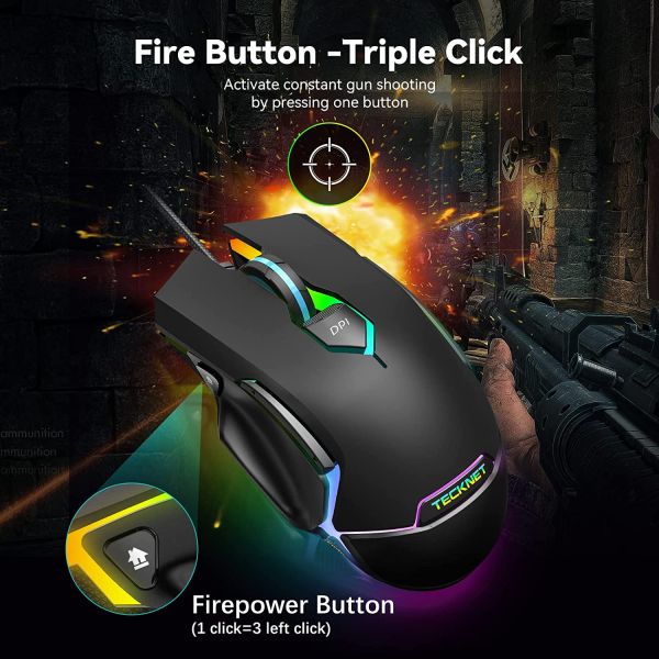TECKNET RGB Wired Gaming Mouse