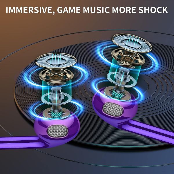 Earbuds Wired with 3.5 Purple Wired